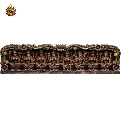 Multicolour Handcarved Ashtalakshmi Horizontal Panel (48x12x2) Inches