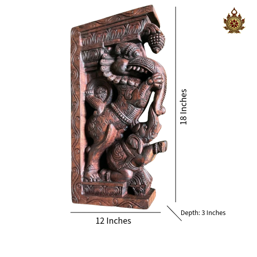 Yali (Yaazhi) Handcarved Bracket with Elephant – (Single)