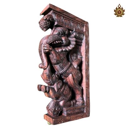 Yali (Yaazhi) Handcarved Bracket with Elephant – (Single)