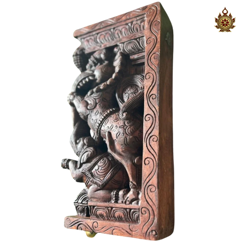 Yali (Yaazhi) Handcarved Bracket with Elephant – (Single)