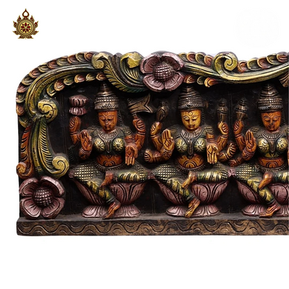 Multicolour Handcarved Ashtalakshmi Horizontal Panel (48x12x2) Inches