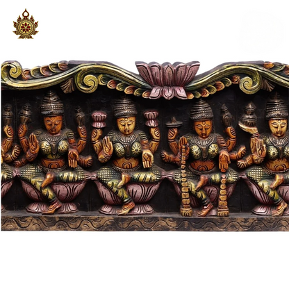 Multicolour Handcarved Ashtalakshmi Horizontal Panel (48x12x2) Inches
