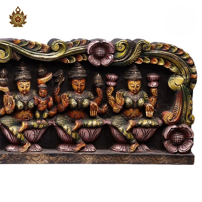 Multicolour Handcarved Ashtalakshmi Horizontal Panel (48x12x2) Inches