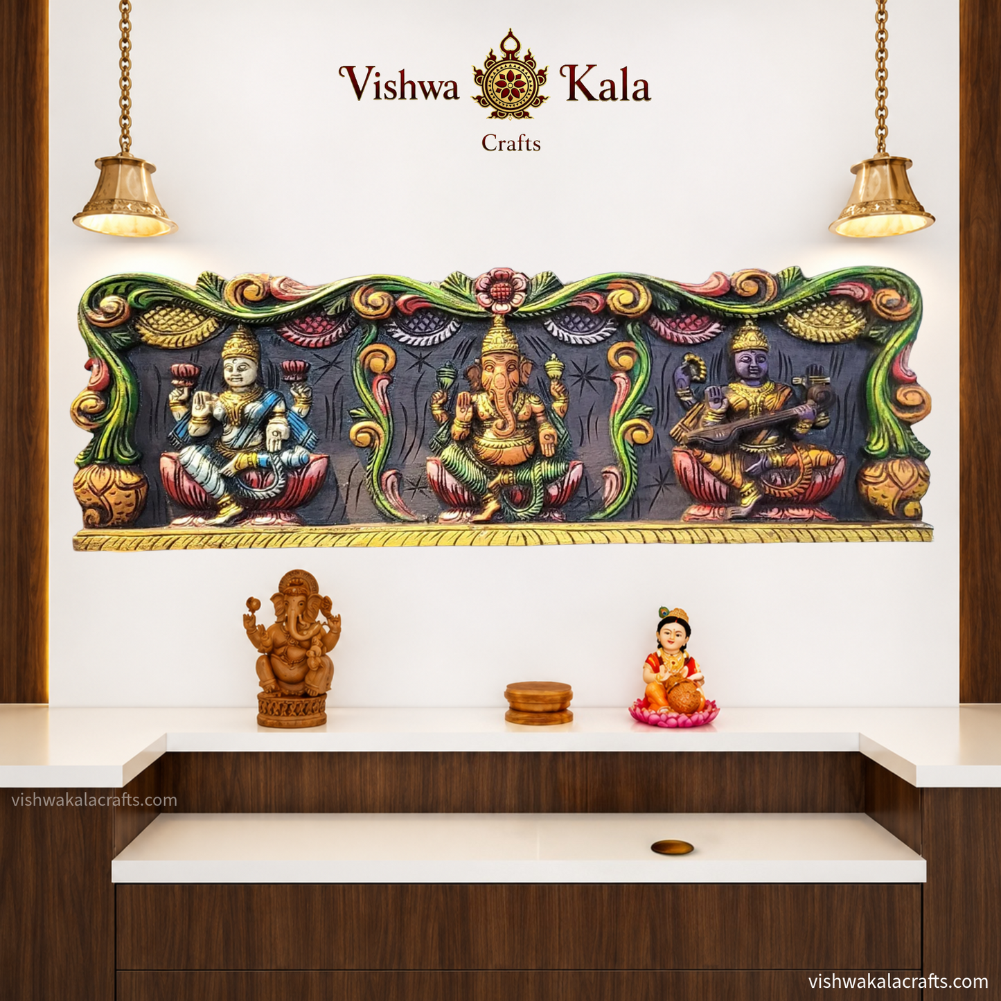 ganesha lakshmi wood panel