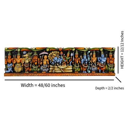 Dasavatar Horizontal Panel with Resting Vishnu Handcarved in Vagai